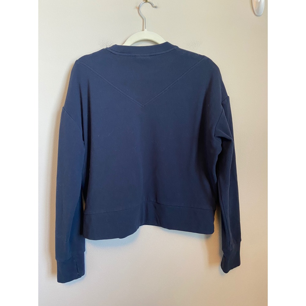Varley Navy Blue Side Zip Cropped Sweatshirt Thumbhole Cuffs XS - Picture 6 of 7